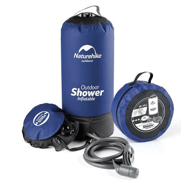 Naturehike 11L Camping Shower Bag hordozható, 200cm-es vízcsövekkel és lábpumpával a kempingezéshez, az outdoor utazásokhoz, a túrázáshoz és az autómosáshoz.