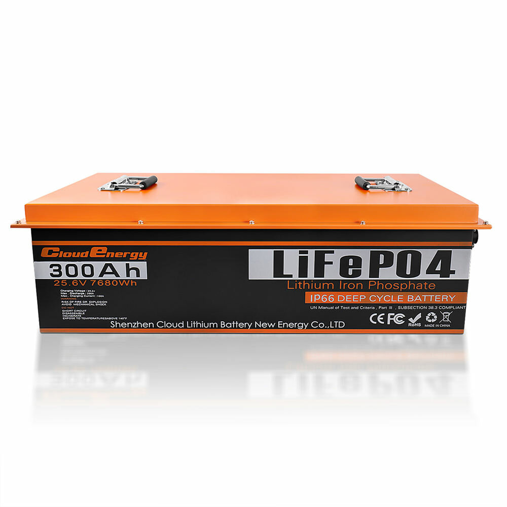 [US Direct] Cloudenergy 24V 300Ah LiFePO4 Battery Pack Backup Power 7680Wh 2560W Energy 6000+ Cycles Wbudowany BMS 200A Wsparcie w szeregowej/rowoległej, Perfect for Replacing Most of Backup Power, RV, Boats, Solar, Trolling motor, Off-Grid CL24-300