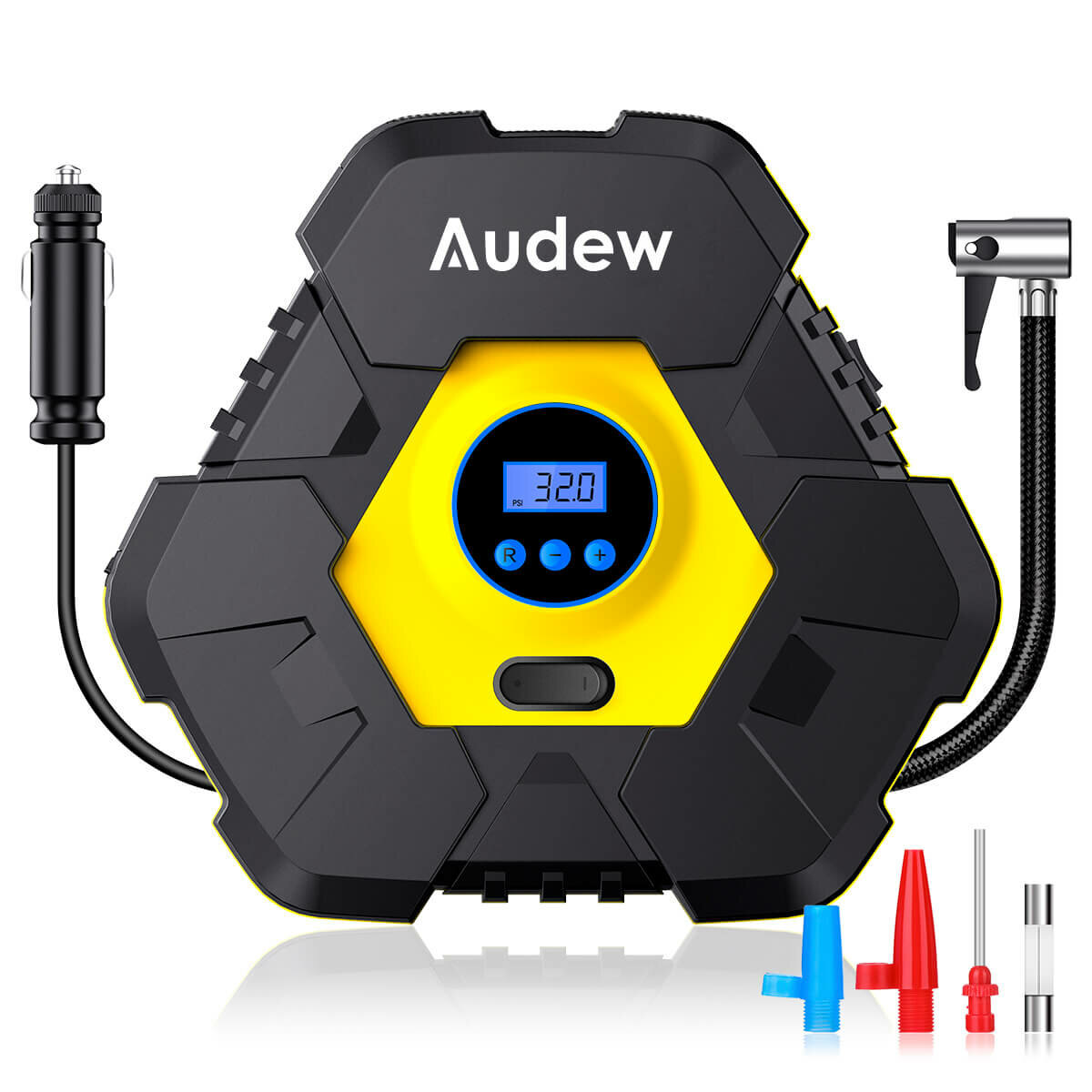 AUDEW 12V 150PSI Triangle Tire Inflator Air Compressor with 10 ft Power...
