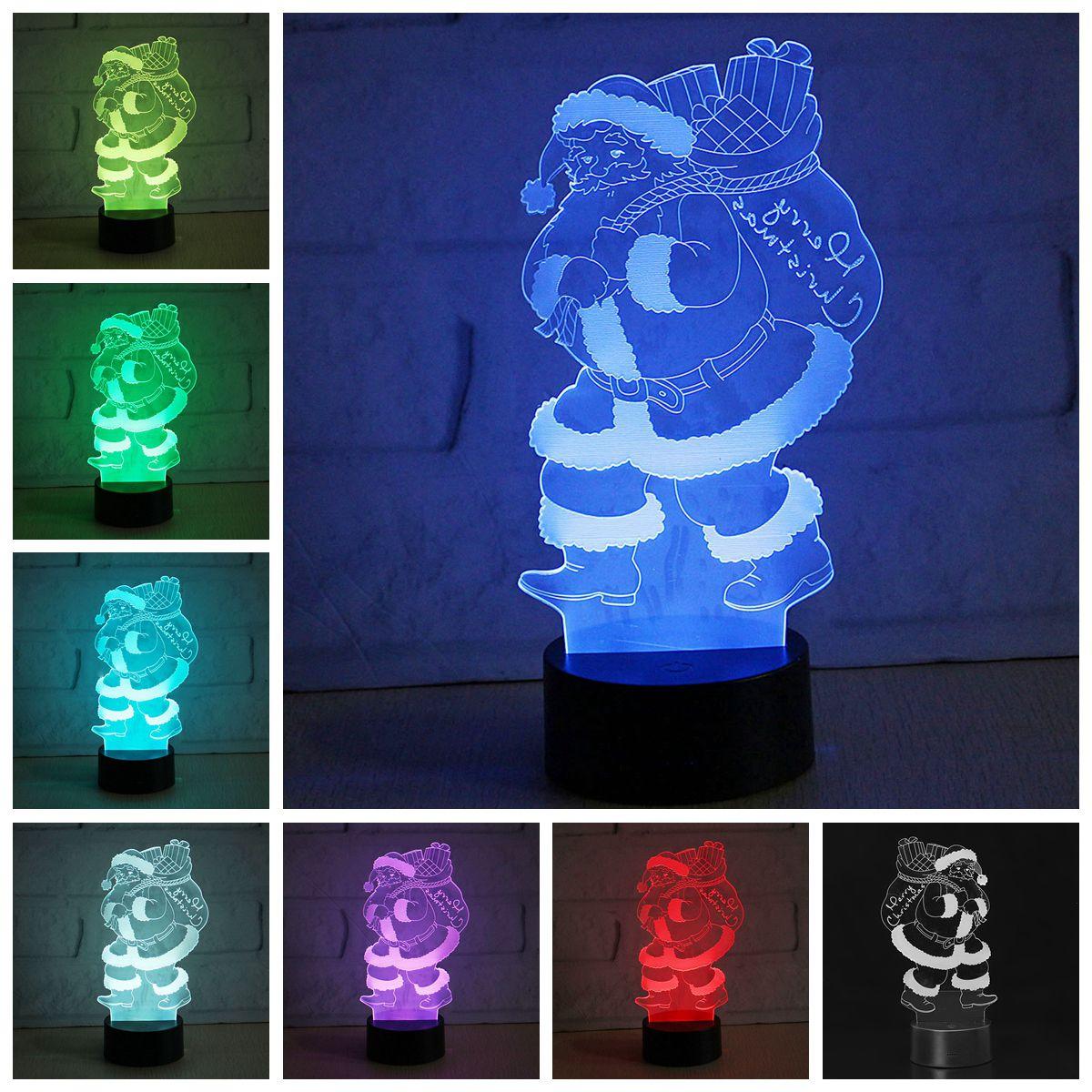 3D LED Colorful Christmas Santa Claus Touch Control lampada Decor Gift Night Light