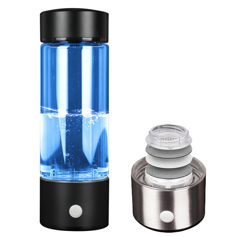 IPRee® 450 ml ioniseur d'eau riche en hydrogène générateur de tasse tasse de bouteille en verre tasse de chargement USB bouteille d'eau en verre