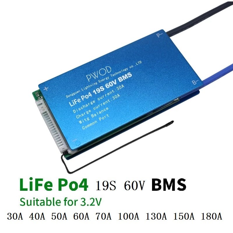 19S 60V LiFe Po4-batterij 3.2V Power Protection Board 30A-180A met temperatuurbeveiliging Egalisatie