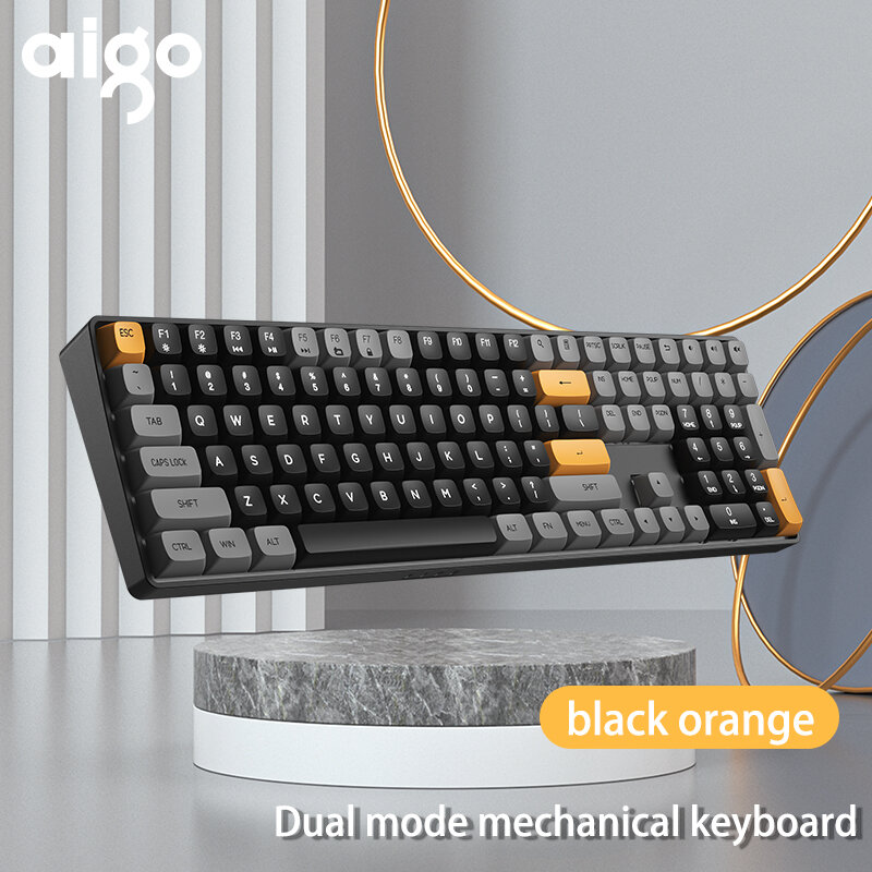 Aigo A108 Gaming Mechanisch Toetsenbord 110 Key Hot Swap 2.4G Wireless Type-c Wired Yellow Switch Op