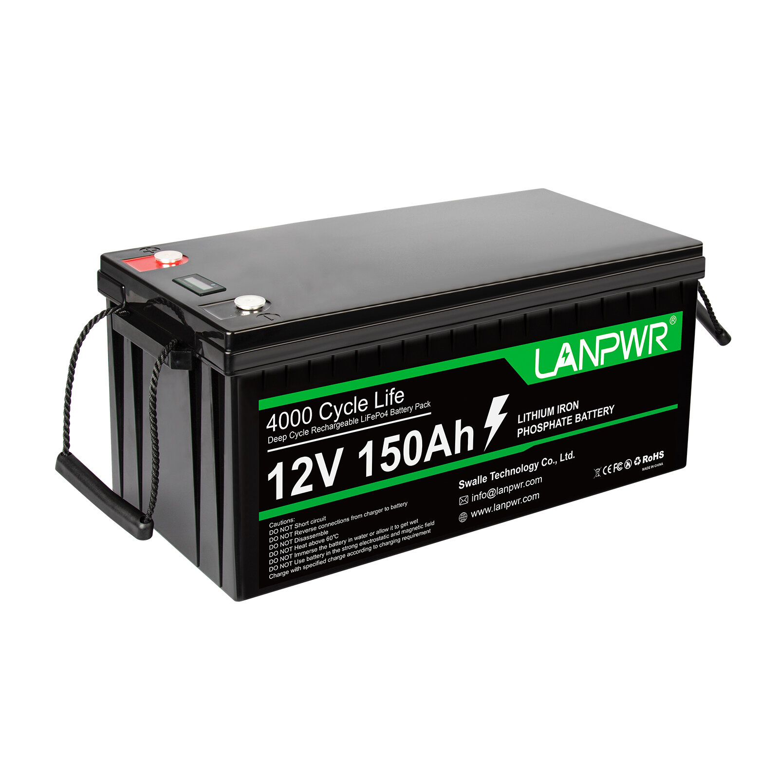 [EU Direct] LANPWR 12V 150Ah LiFePO4 Battery Pack 1920Wh Lithium Battery Built-in 100A BMS IP65 Waterproof for Replacing Most of Backup Power Home Energy Storage and Off-Grid