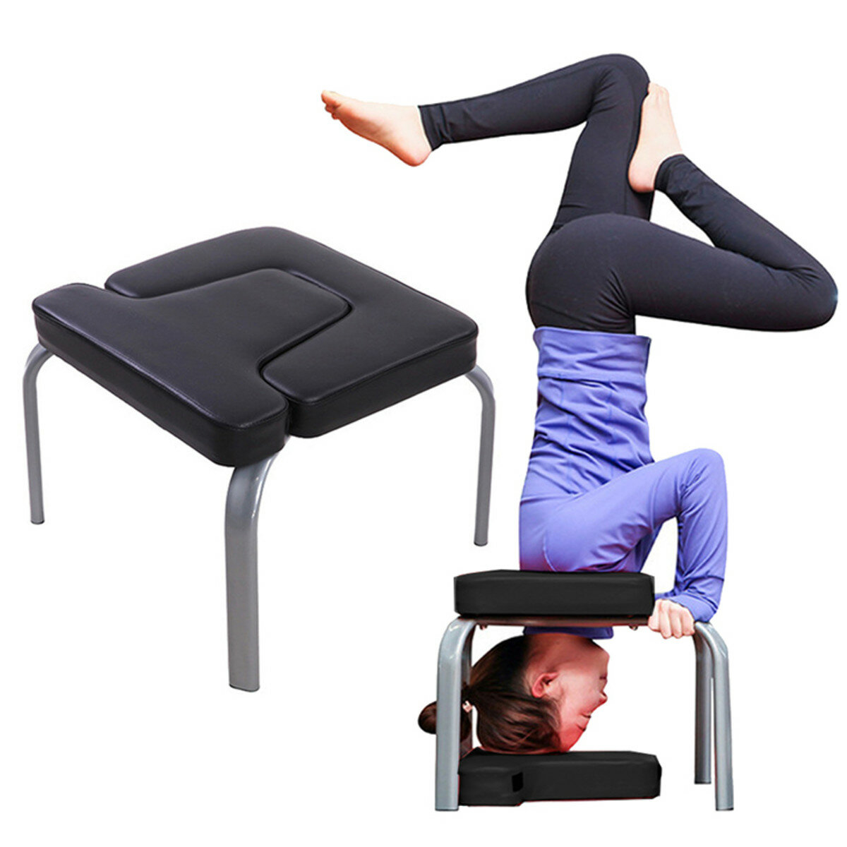 Yoga Headstand Chair Core Strength Inversion Bench Relieve Fatigue Build...
