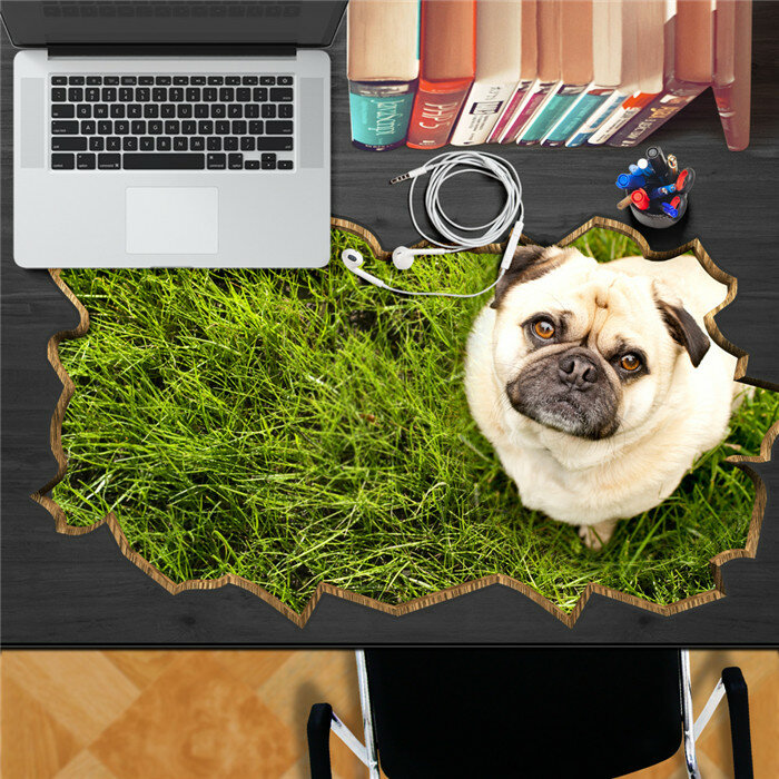 Hond Pet Lawn PAG STICKER 3D Bureau Sticker Muurstickers Home Wall Desk Tafel Decor Gift