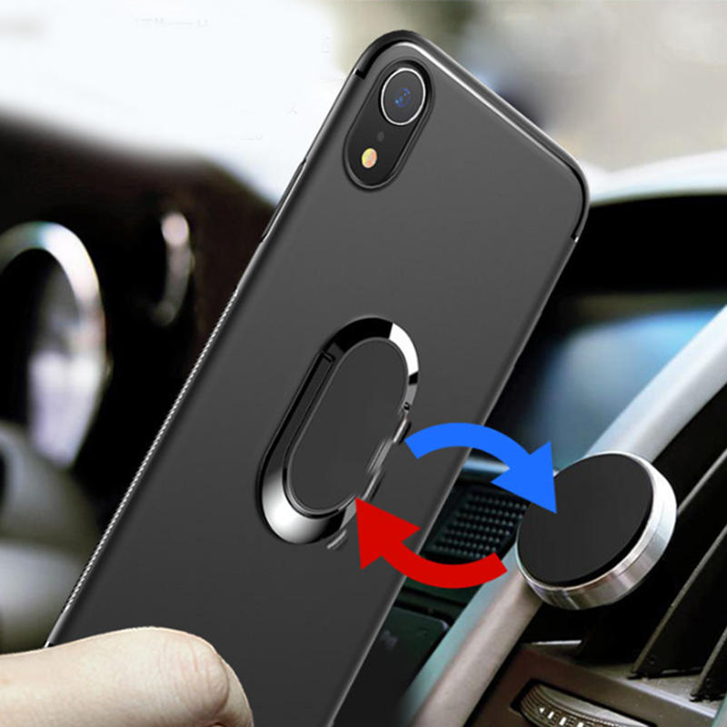 

Bakeey Protective Case for iPhone XR 6.1" 360° Adjustable Metal Ring Grip Kickstand TPU Back Cover