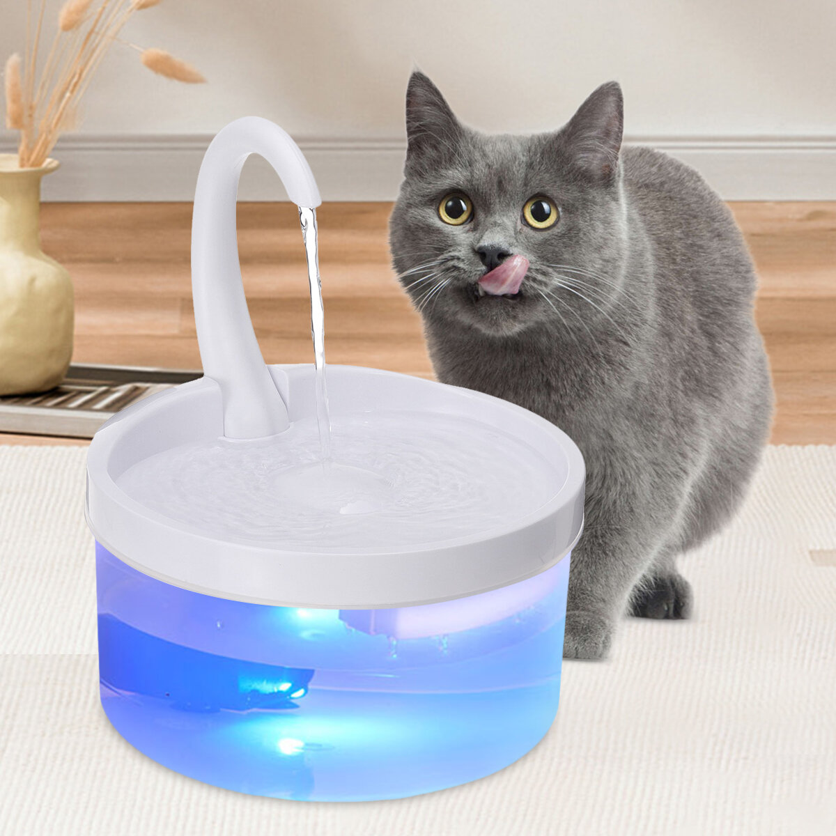 2L Pet Cat Water Fountain Automatic Cat Water Dispenser Feeder Bowl USB LED Light Smart for Dog Drinking Pet Drinking Fe