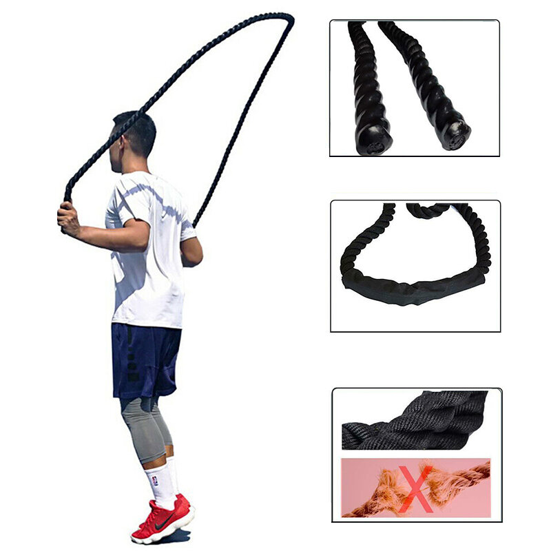 25mm Fitness Heavy Jump Ropes Weighted Battle Skipping Rope Training Sleeve 