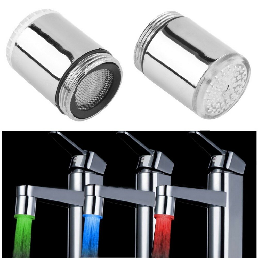 Colorful Head Home Bathroom 7 Colors Changing LED Shower Water Faucet Glow Light