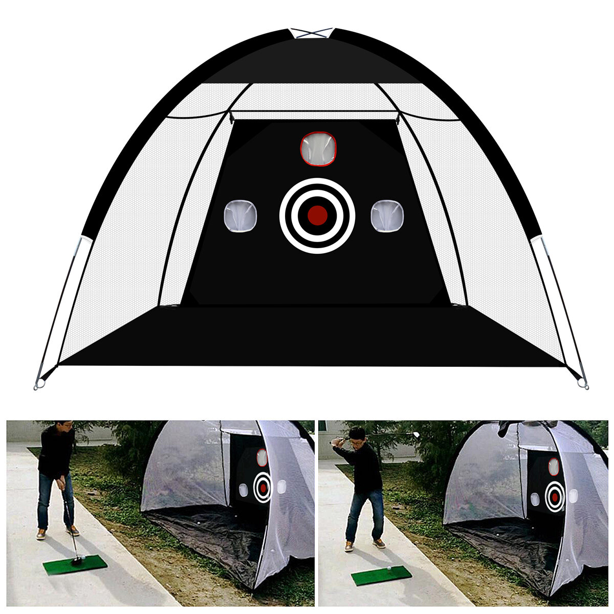 3m Adults Kids Folding Portable Golf Training Aids Cage Tent Net Mat Tee Outdoor Trip Indoor Golf Clubs Putter Swing Tra