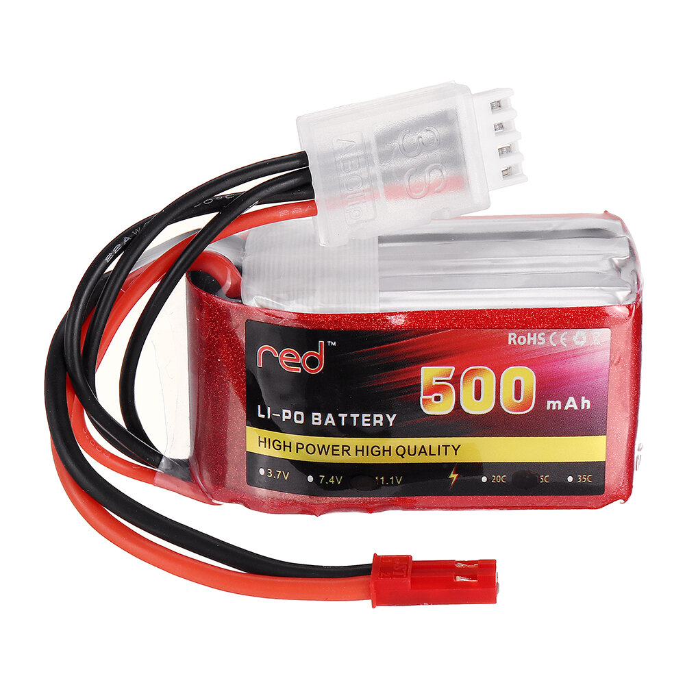 Rood 11.1V 500 mah / 850 mAh 3S 25C JST-stekker Lipo-batterij RC automodellen Reserveonderdelen