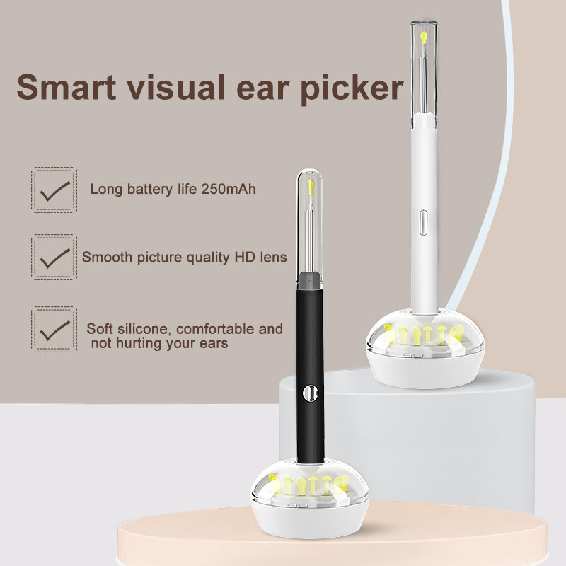 

GEHU Y10 Visual Ear Spoon Endoscope With Charging Base Otoscope Digging Smart Wifi HD Ear Picking Otoscope Visual Ear Sc