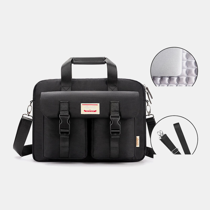 

Men Oxford Double Front Pocket Large Capaciy Crossbody Shoulder Bag Casual 13.3/14/15.6 Inch Laptop Bag