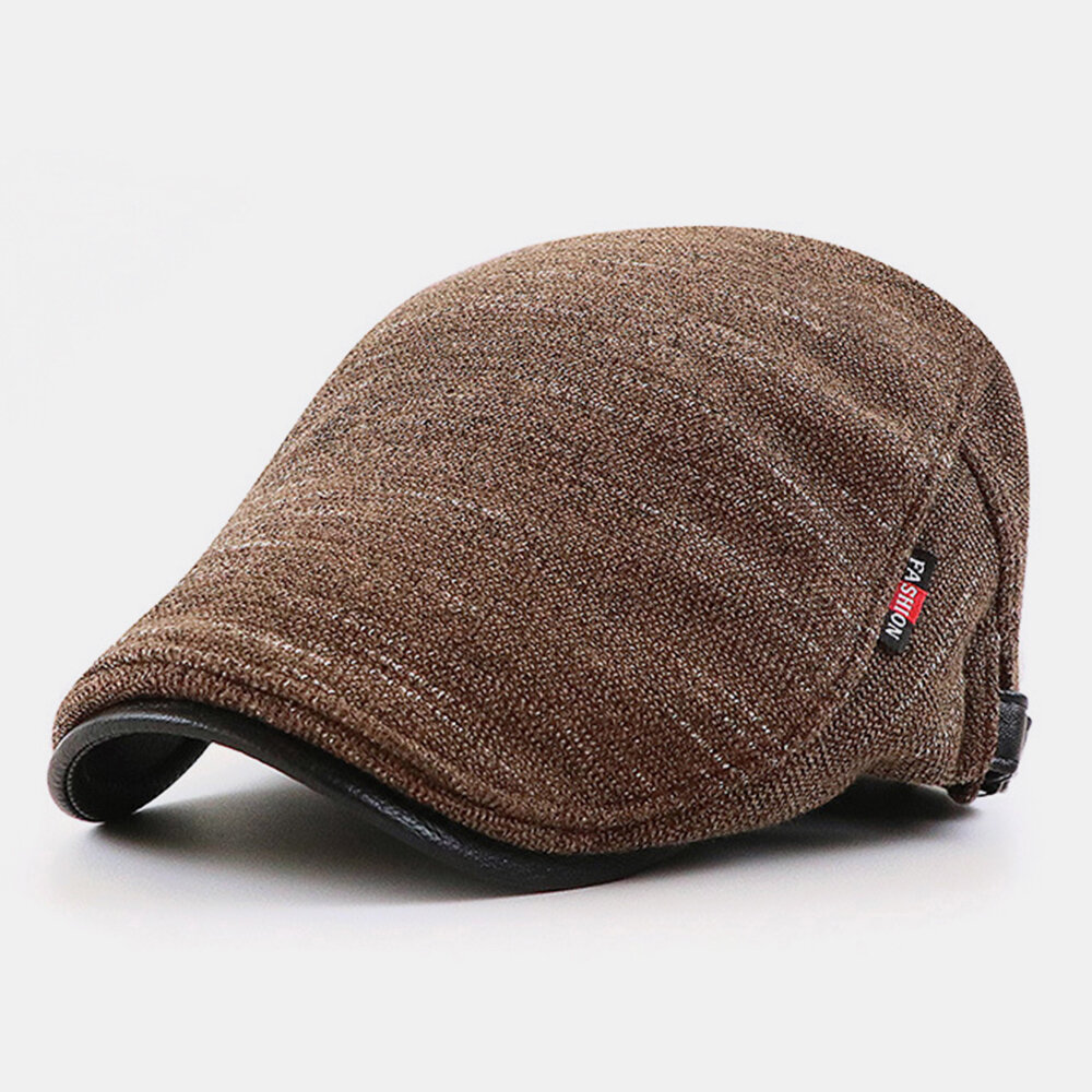 Men Woolen Autumn And Winter Plus Velvet Knitting Solid Color Warm Forward Hat Beret Hat