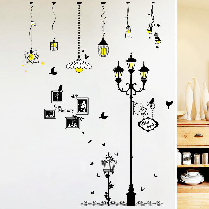 Creative Cartoon Chandelier PVCWall Sticker DIY Removable Household Decor Waterproof Wall Stickers Home Wall Sticker P