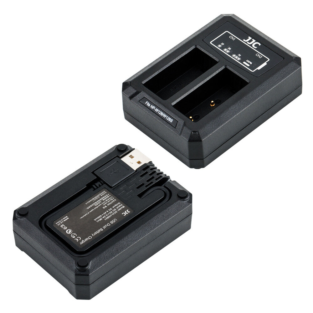 JJC NP-W126 W126S USB Dual Battery Charger Charging Dock voor Fujifilm NP-W126 NP-W126S XE4 XS10 XT3