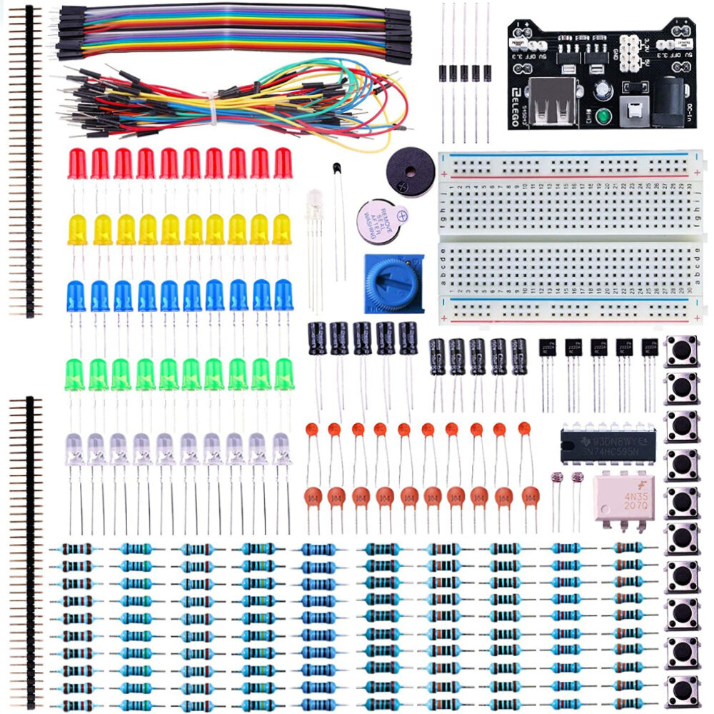 

Electronic Fun Kit Bundle with Breadboard Cable Resistor Capacitor LED Potentiometer (235 Items) for Arduino Respberry P