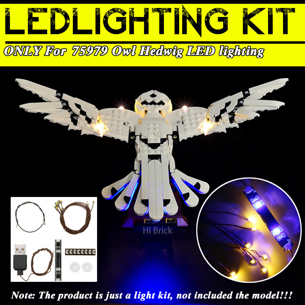 DIY LED-lichtverlichtingsset ALLEEN voor Lego 75979 Uil USB-aangedreven bakstenen blokken