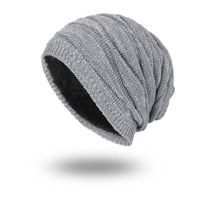 Tide Knit Wool Hat Plus Warm Diamond Head Men's Outdoor Beanie Hat