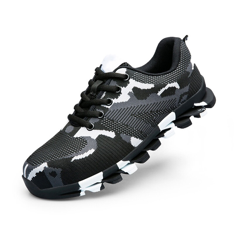 Zapatos de seguridad para hombre con puntera de acero TENG OO, transpirables, antideslizantes, antiaplastamiento, adecuados para correr y hacer senderismo.