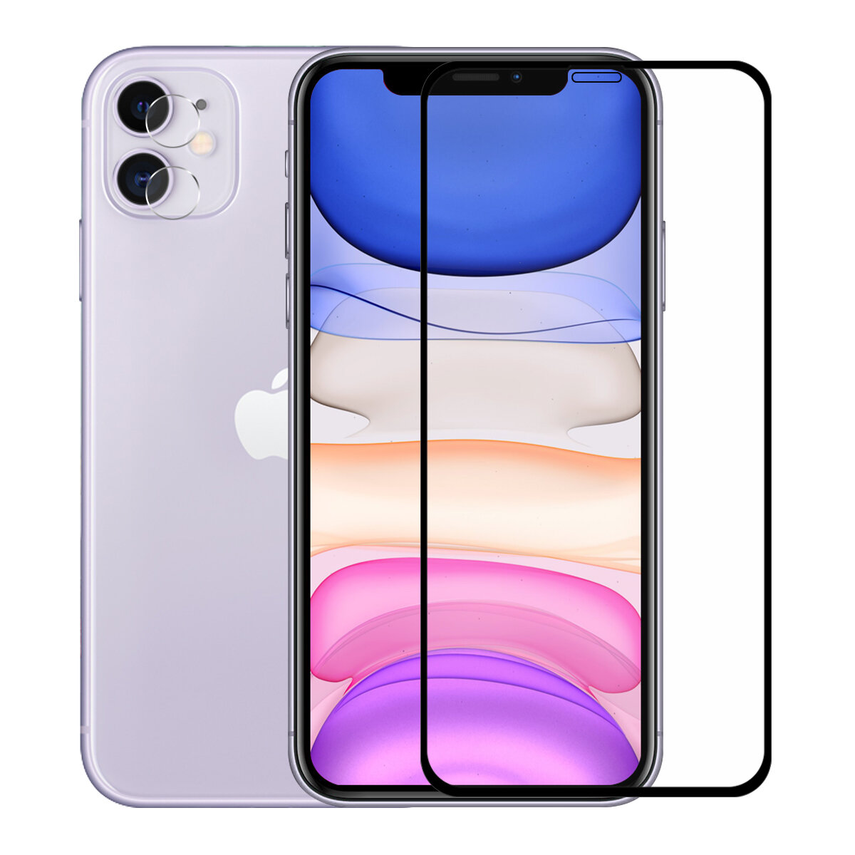 Enkay Full Glue Tempered Glass Screen Protector + Rear Camera Lens Protector for iPhone 11 6.1 Inch