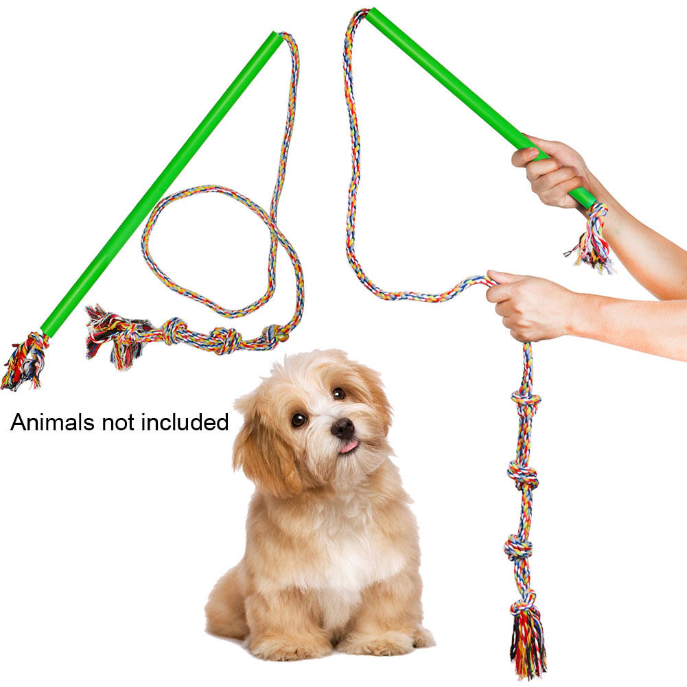 Dog Rod Toy Pet Teaser Chewing Rope Interactive Stick Colorful Rotar Outdoor Extendable Funny Cat Bi