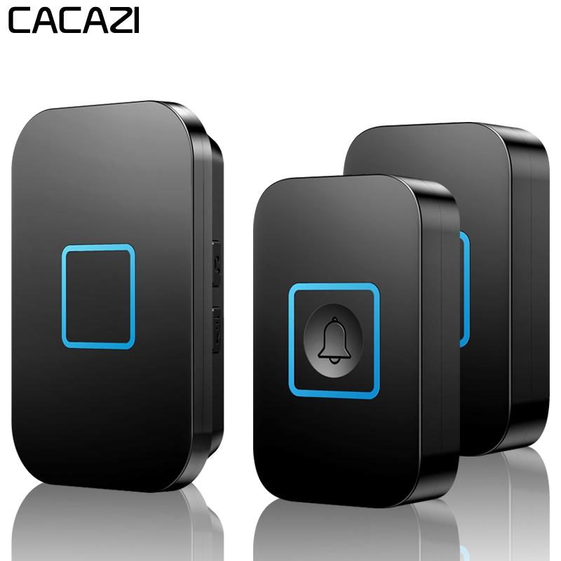 CACAZI A88 Wireless Waterproof Doorbell LED Light 300M Remote 2 Button 1 Receiver Calling Bell