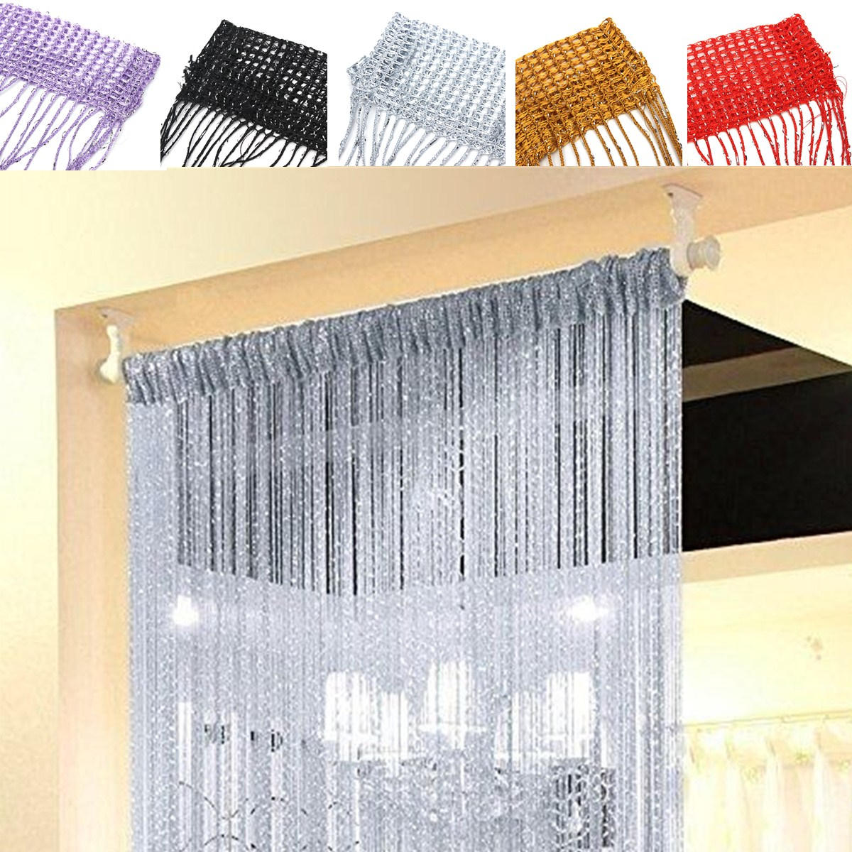 String Door Curtain Beads Room Divider Tassel Crystal Fringe Window Panel Beads 