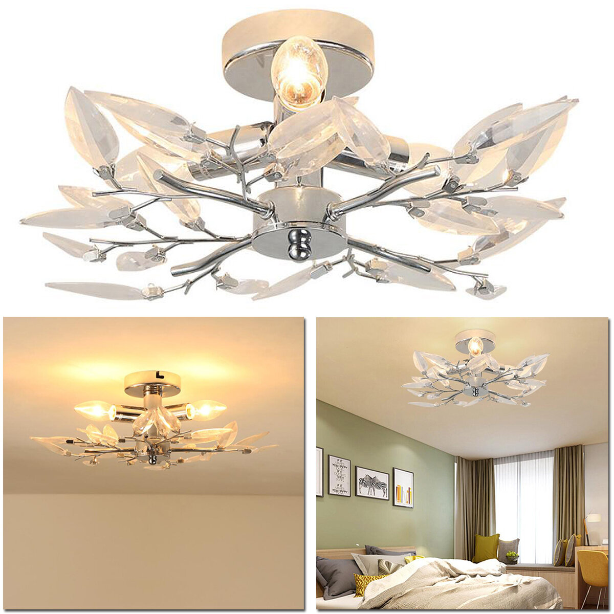 Acrylic Leaf Arms Ceiling Light Led Living Bedroom Room Lamp