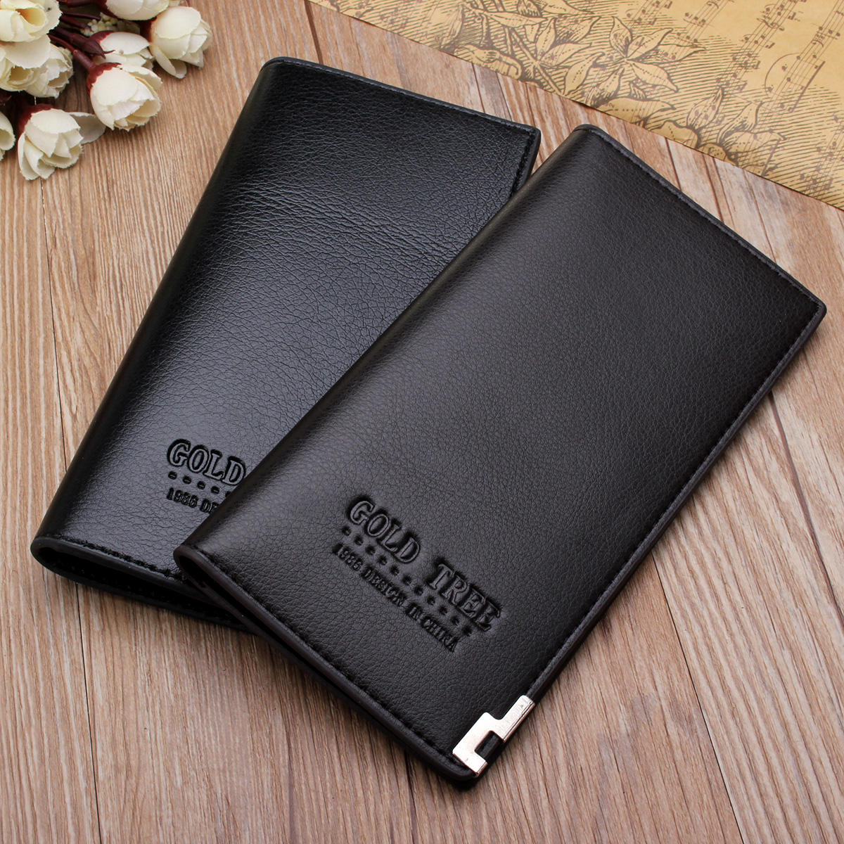 Men's Slim Leather Long Wallet Bifold Clutch Credit Card Holder Coin Purse Bag
