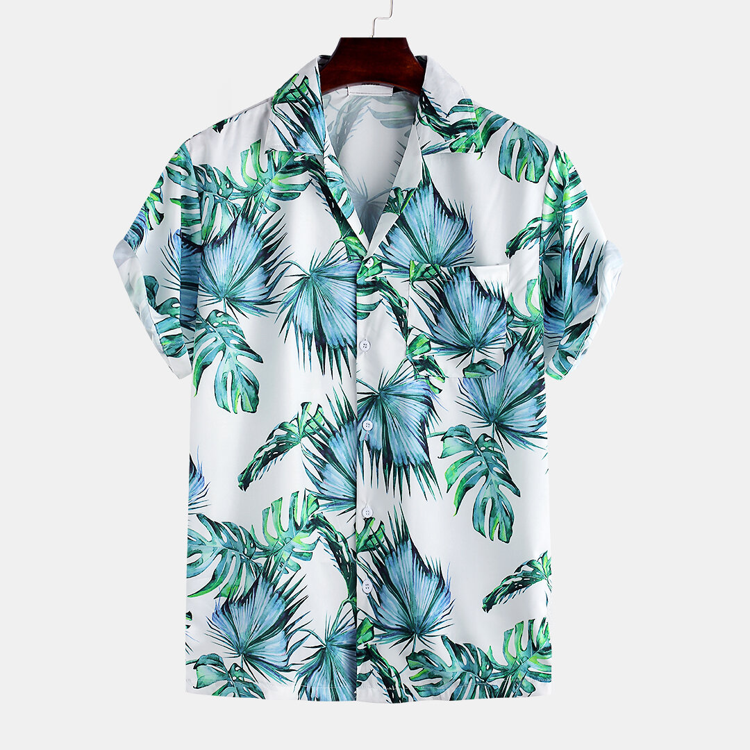 men floral printed turn-down collar hawaiian style shirts at Banggood