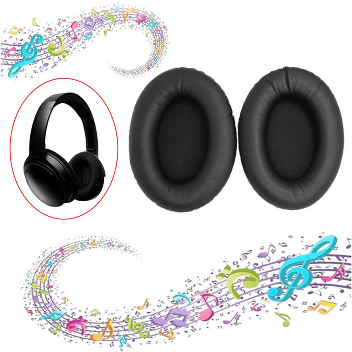

1Pair Replacement Ear Pads Foam Sponge Soft Hearing Protection Keep Out Noise Earmuff Cushions For QC2 QC25 QC35 QC15 AE