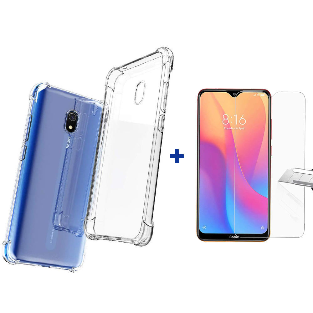 

For Xiaomi Redmi 8A Case Bakeey HD Clear Anti-explosion Tempered Glass Screen Protector + Air Bag Transparent TPU Protec
