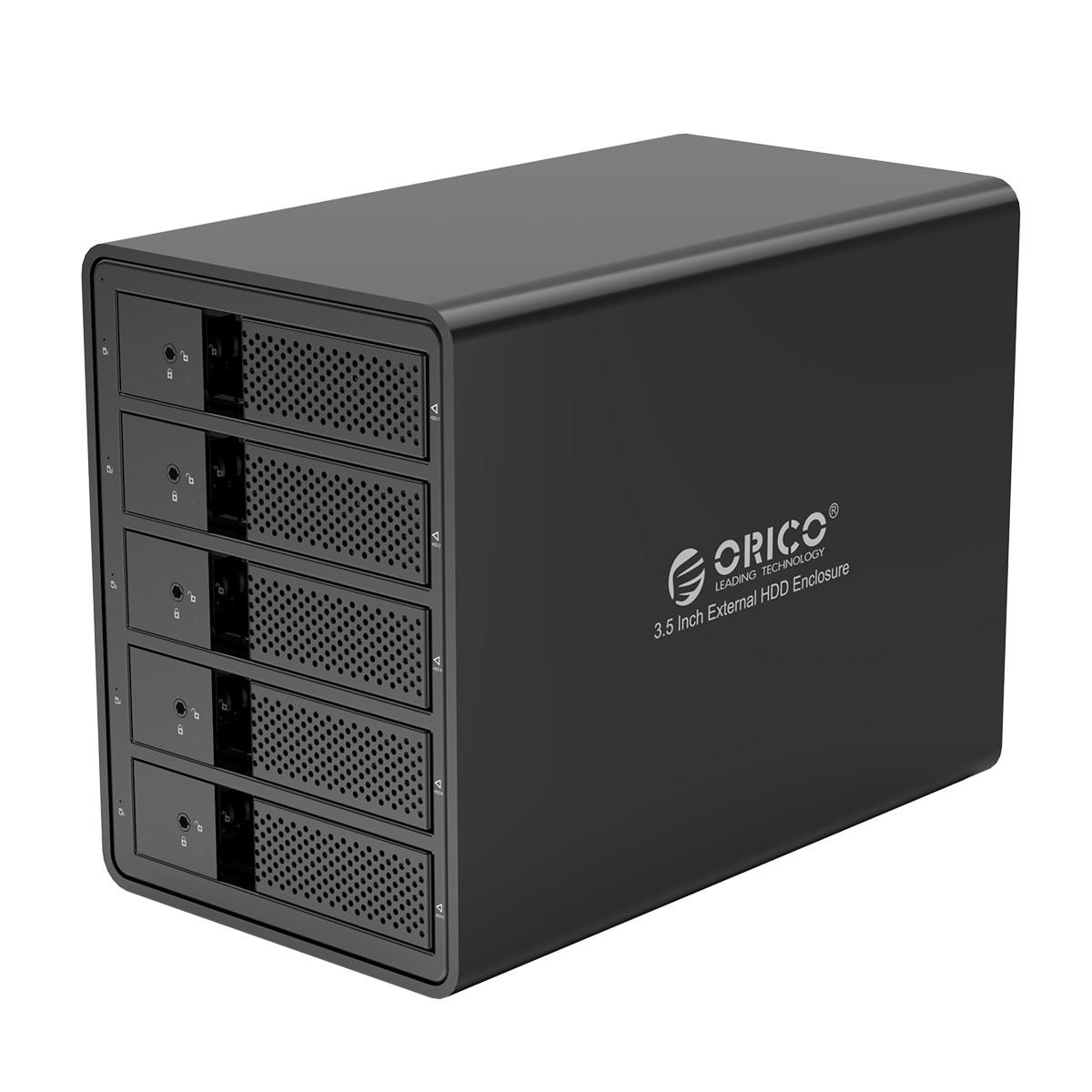 

ORICO 9558U3 3,5-дюймовый внешний жесткий диск Корпус Алюминиевый сплав SATA to USB3.0 5Gbps Multi-Bay Data Shelter HDD
