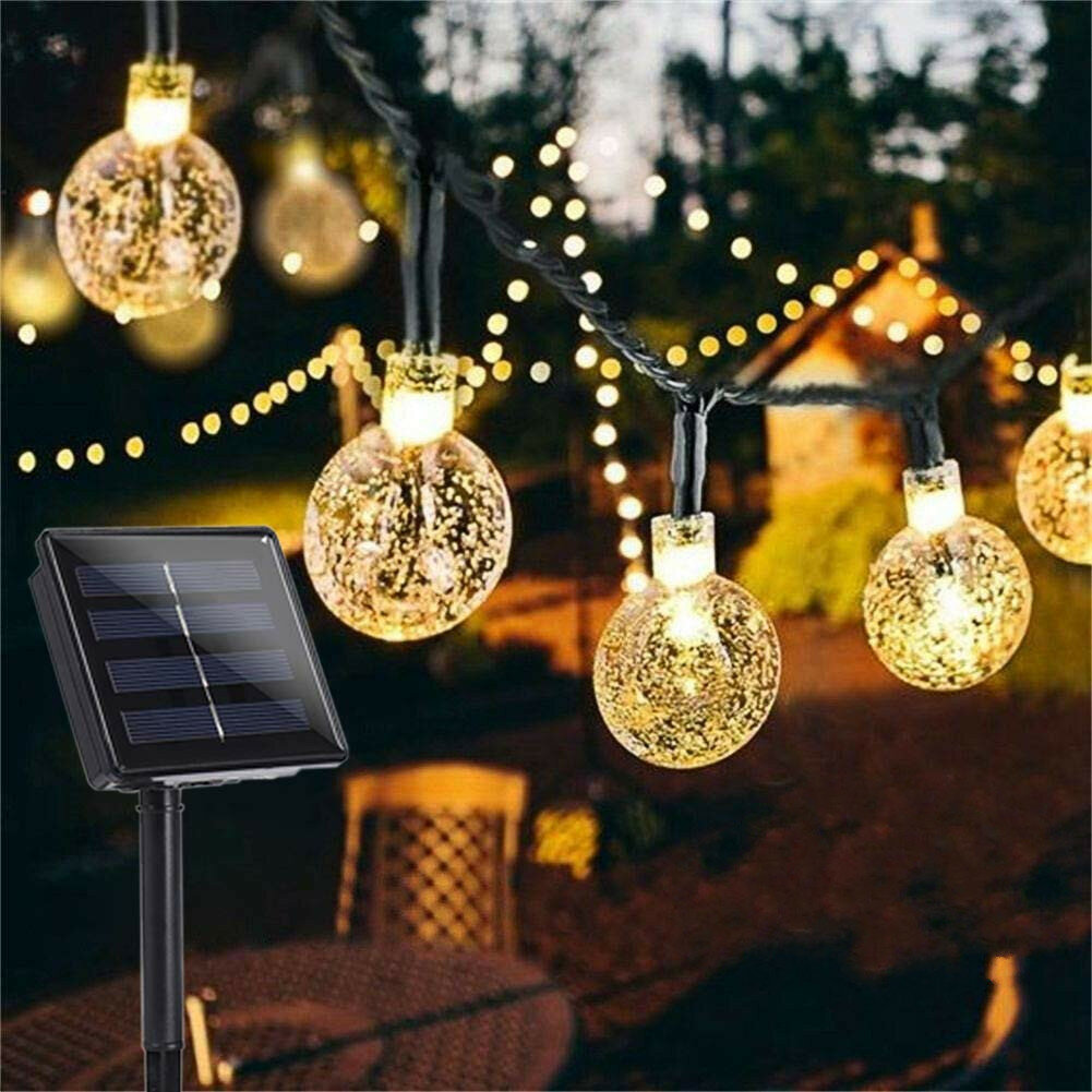 12 متر 8 طرق 100LED الشمسية سلسلة ضوء كريستال الكرة الجنية مصباح الزفاف عطلة المنزل حفلة عيد الميلاد شجرة زينة ضوءs