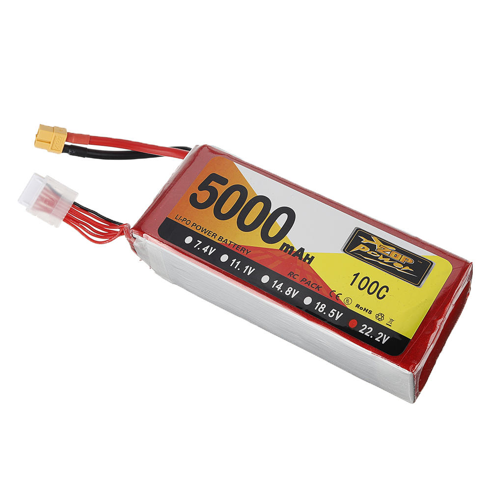 ZOP Power 22.2V 5000mAh 100C 6S Lipo Battery XT60 Plug for RC Drone Helicopter Car