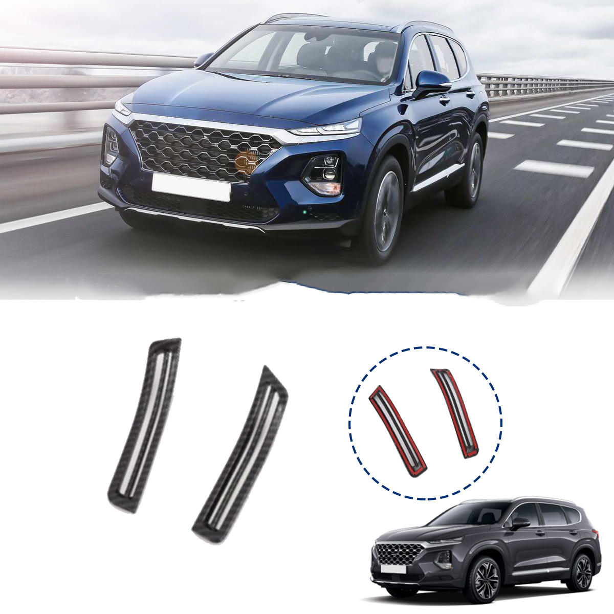 Carbon Fiber Car Interior A Pillar Air Conditioning Vent Trim Cover Sticker Accessories Styling For Hyundai Santa Fe 2019 2020