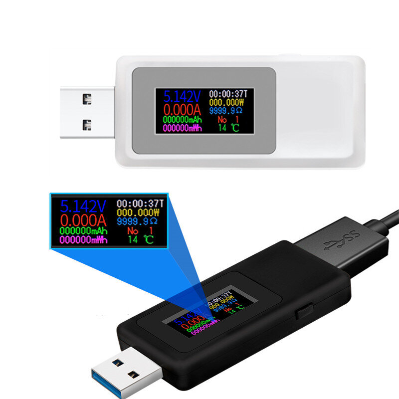 KWS-MX19 USB Tester DC 4V-30V 0-5A Current Voltage Meter Timing Ammeter Digital Monitor Cut-off Power Indicator Bank Cha