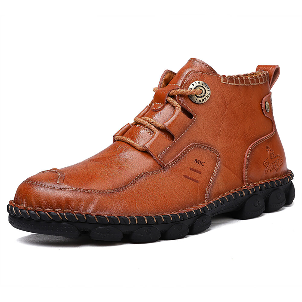 57% OFF on Soft Cowhide Leisure Business Casual Ankle Boots