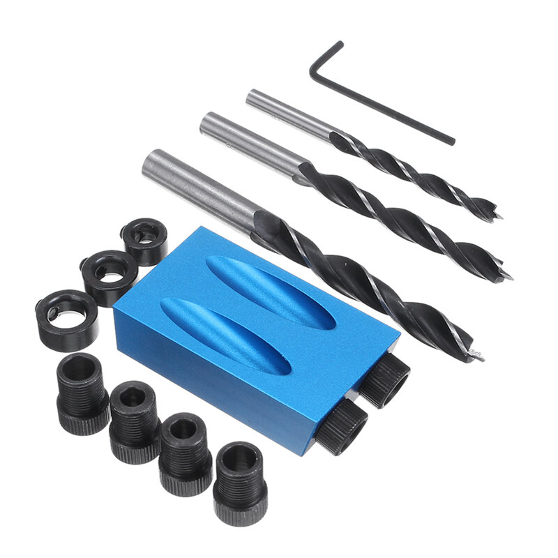 7 14pcs Pocket Hole Screw Jig Dowel Drill Joinery Kit Woodworking Guides Tool Sale Banggood Com