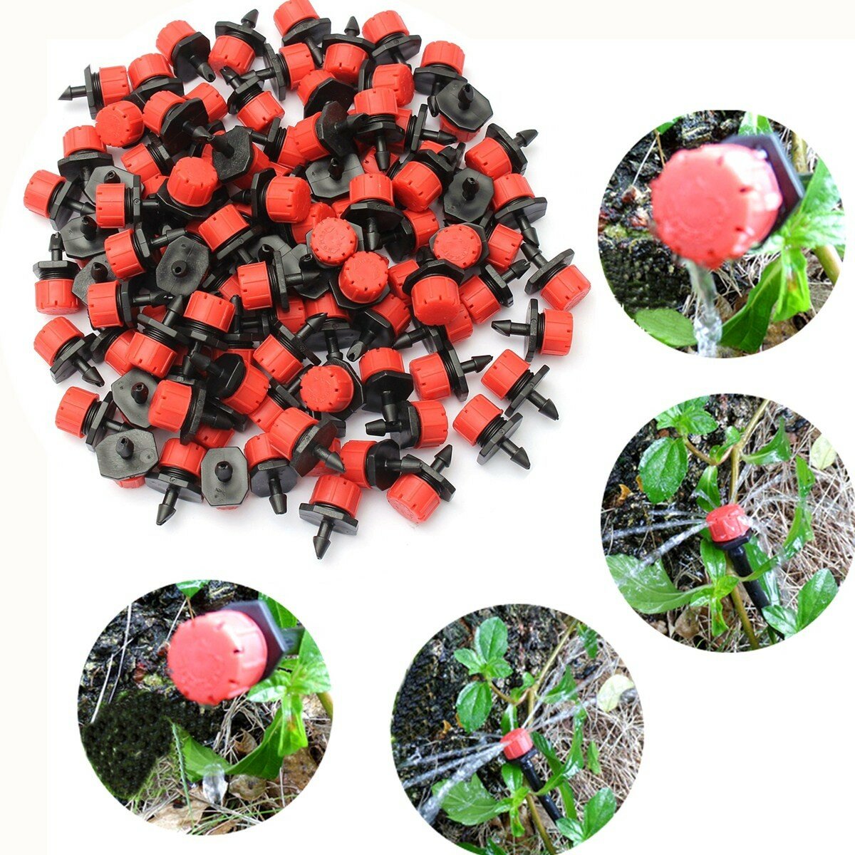 100Pcs Adjustable Micro Drip Irrigation Watering Anti-clogging Emitter Dripper Watering System Automatic Hose Kits Conne