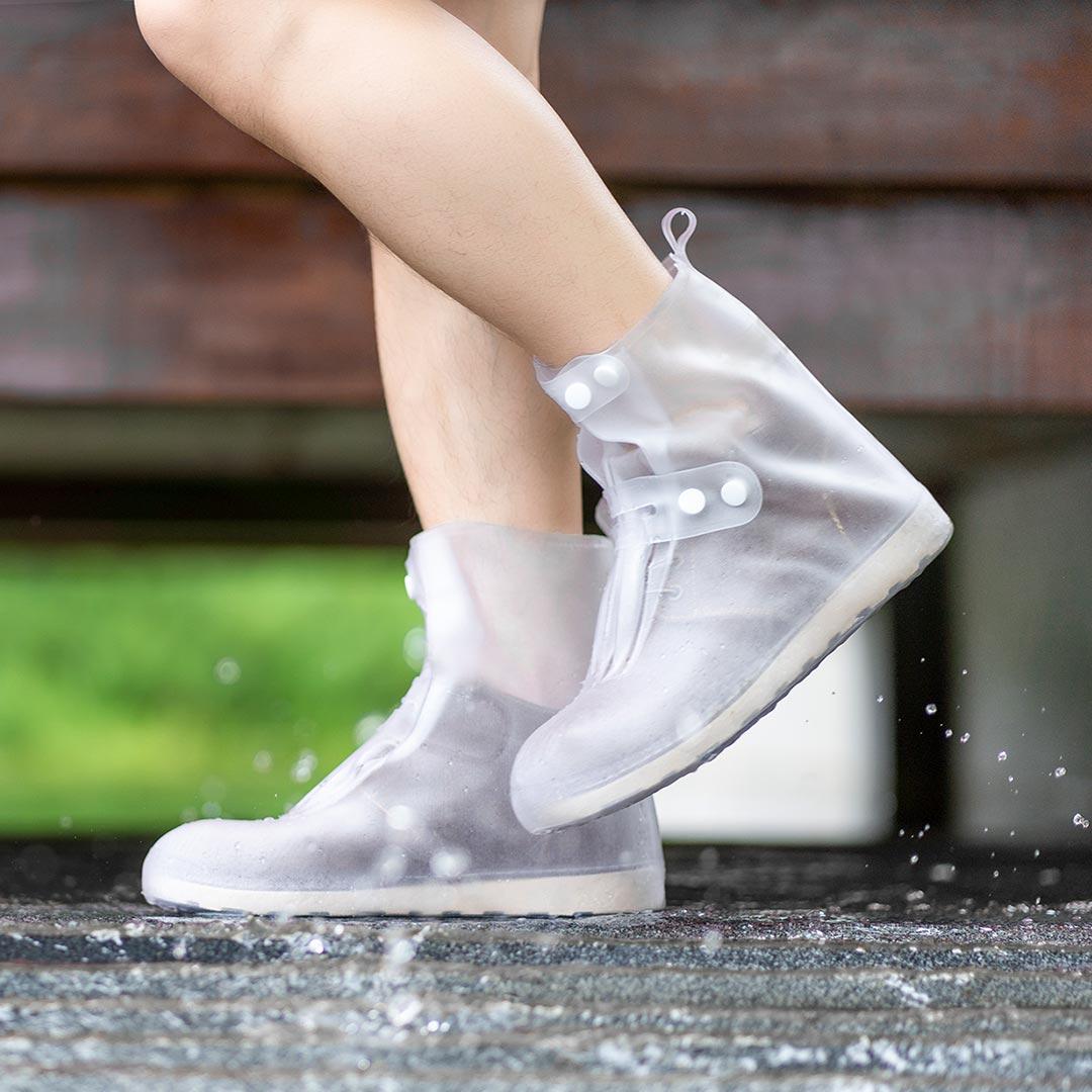 زينف 1 زوج من أغطية أحذية المطر المحمولة، مقاومة للماء، قابلة لإعادة الاستخدام، شفافة، للرجال والنساء، لحماية الأحذية في الهواء الطلق والسفر.