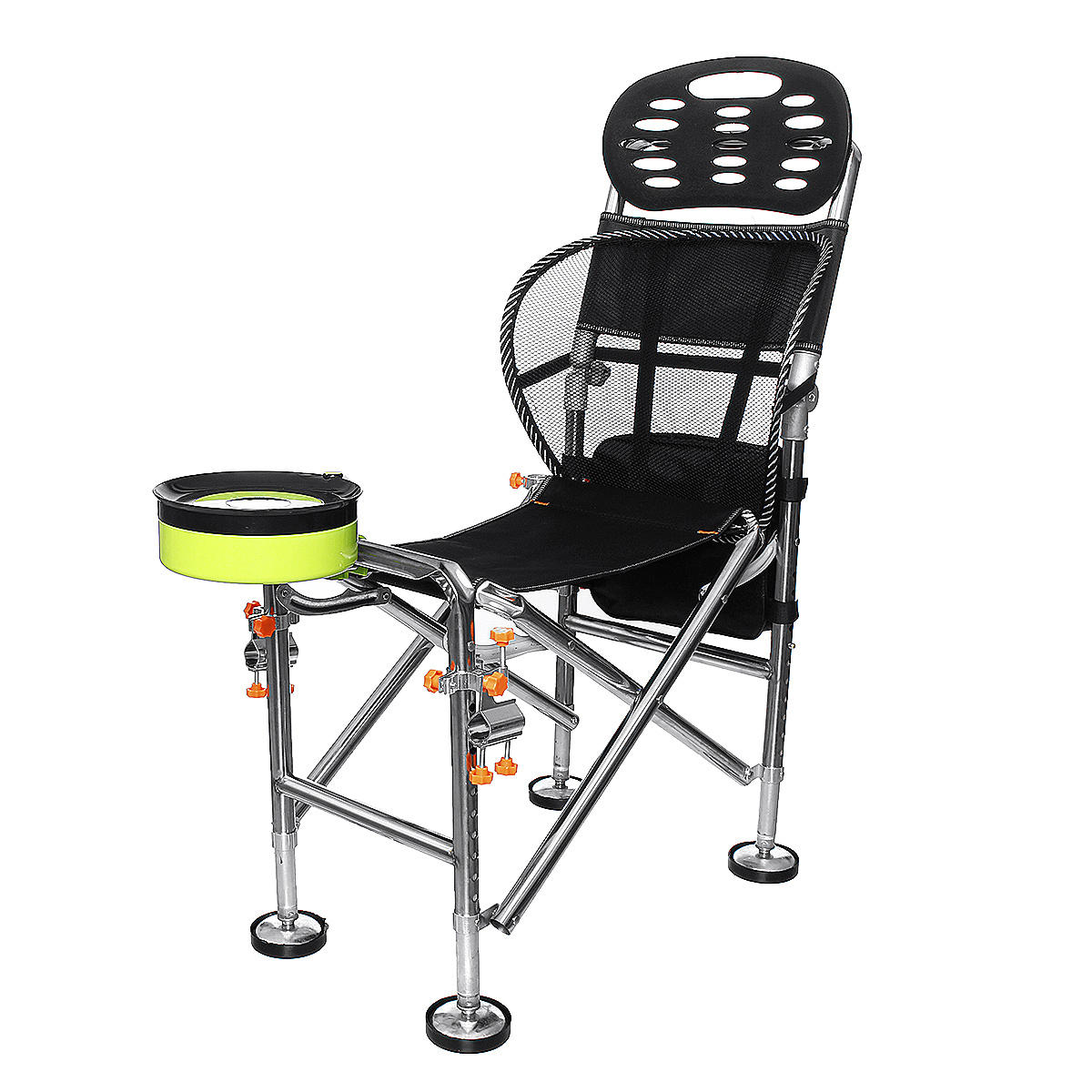 Outdoor Portable Folding Chair Stainless Steel Fishing Seat Stool Adjustable Liftable 22cm Camping BBQ