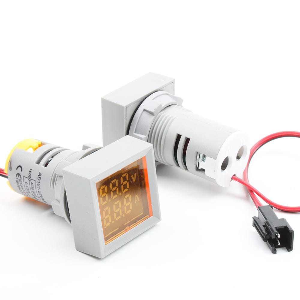 

3Pcs 22mm AC 50-500V 0-100A Mini Digital square Voltmeter Ammeter Volt Voltage Tester Meter Dual LED Indicator Pilot Lam