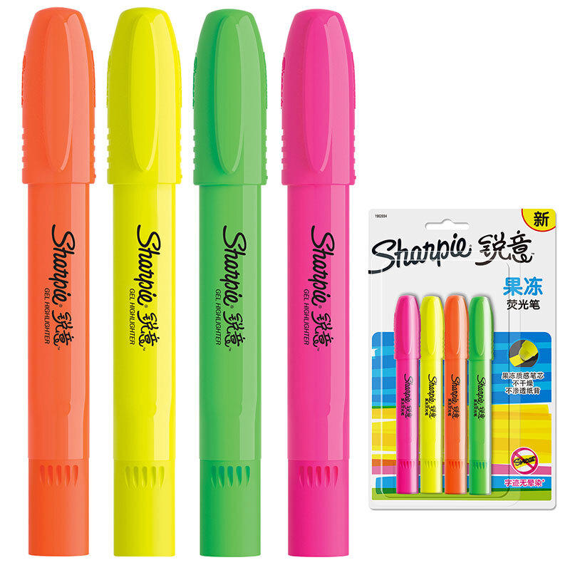 Sharpie 4 Stks / set Jelly Markeerstift Fluorescerende Pennen Colorful Markeerstift Blister Pen Brie