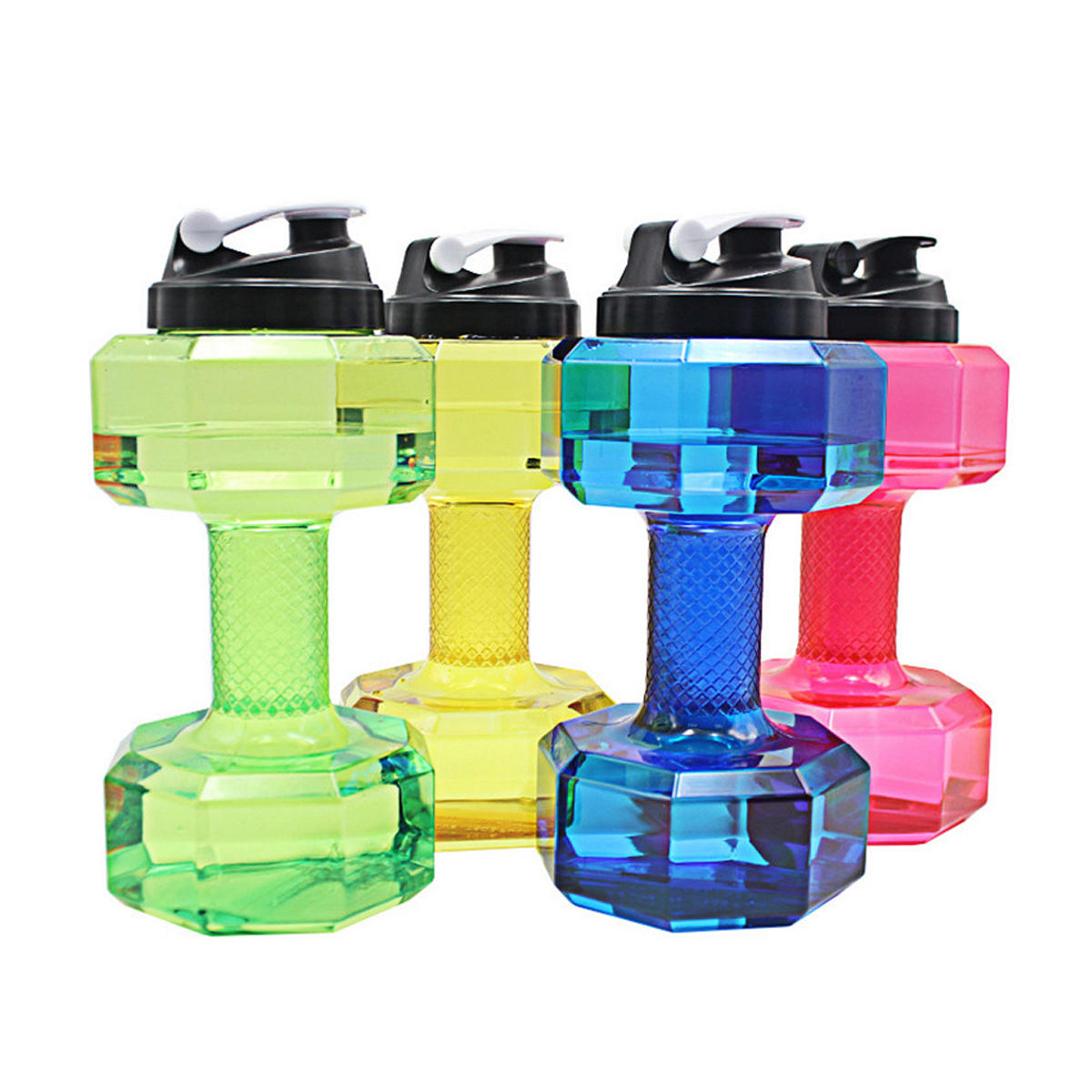 2,2L Unisex Sportwaterflessen Lekvrij Onbreekbaar Plastic Fles Shaker Yoga Fitness Dumbbell Kettle