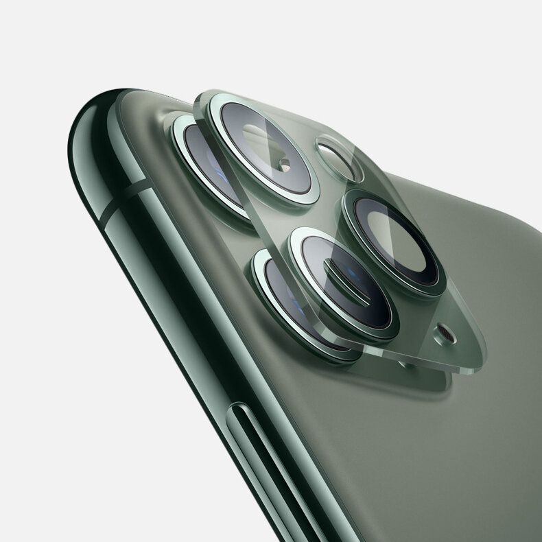 Bakeey 2 in 1 10D Gehard glas + metalen cirkelring Antikras telefoonlensbeschermer voor iPhone 11 Pr