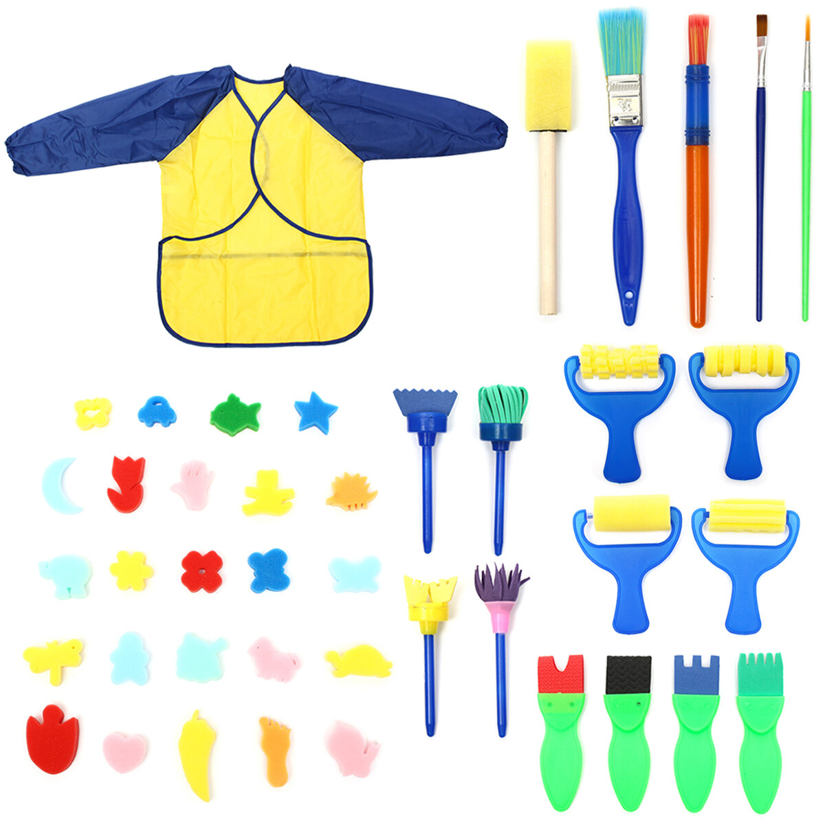 42Pcs DIY Child Painting Tool Kit Roller Mold Sponge Educational Drawing Toys Gift