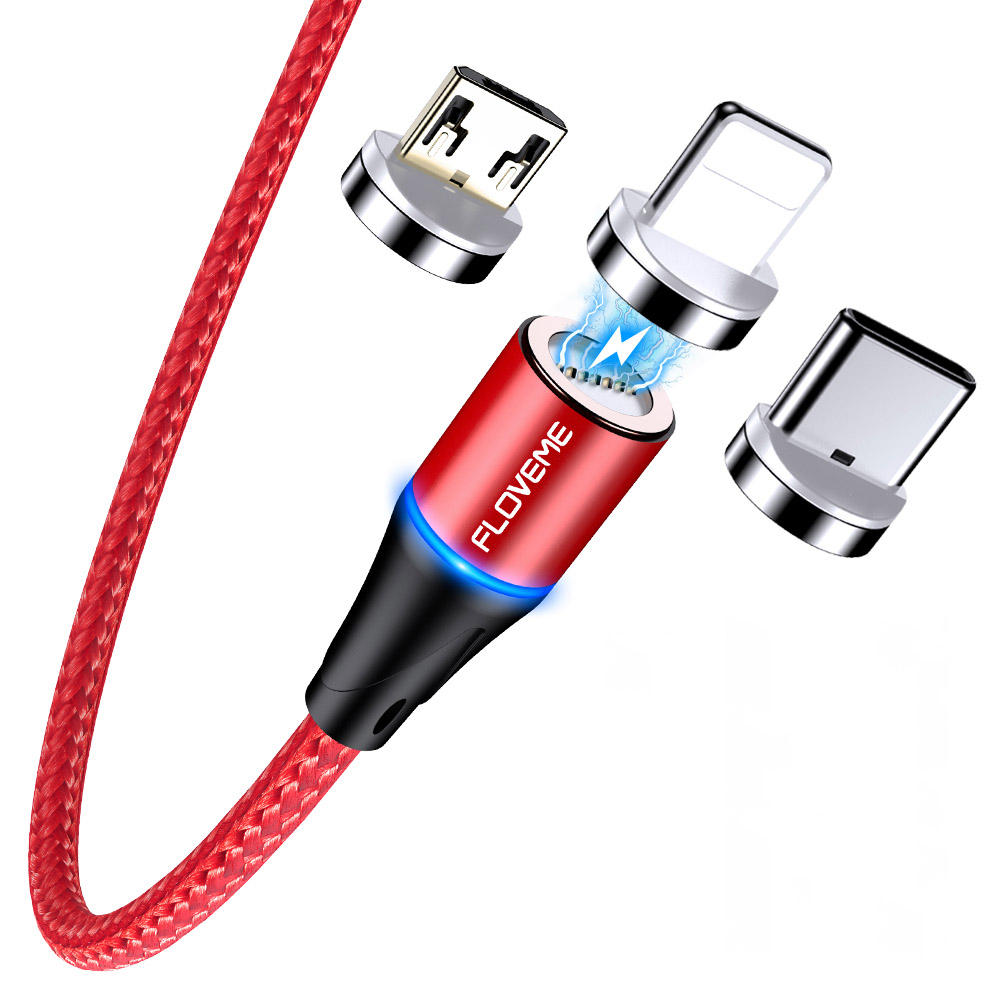 

Floveme 3A Micro USB LED Indicator Magnetic Fast Charging Data Cable For Huawei Mi4 7A 6Pro OUKITEL Y4800